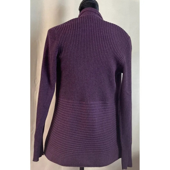 Eileen Fisher Purple Open Front Waterfall Merino Wool‎ Cardigan Sweater Size XS - Picture 2 of 7
